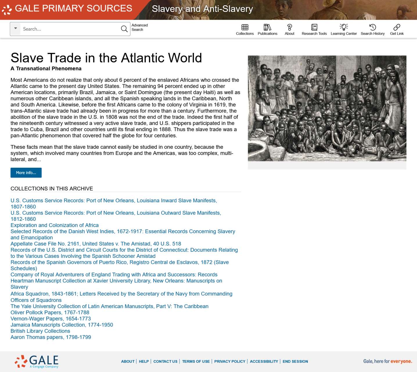 Slavery and Anti-Slavery: A Transnational Archive第２部の概要画面